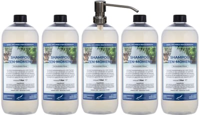 Shampoo Zen Moment - 1 liter (transparant) - 5 stuks - met zilveren pomp - Voordeelverpakking - Haarverzorging