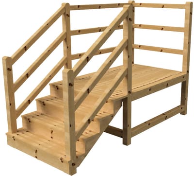 MILANO buitentrap 4 gesloten treden H71 cm - bordes L189 x B120 cm - trapleuning links en rechts - bordesleuning links en achteraan