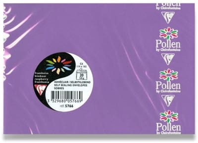 Clairefontaine Pollen - Enveloppe - C6 - 114x162mm - Violet - Paars - 20 Stuks