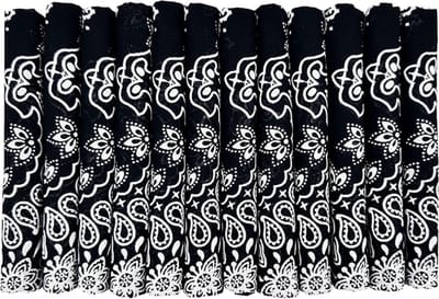 Bandana - Hoofddoek - Mondbescherming - Zakdoek - Sjaal - Paisley - Zwart - Set van 12