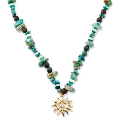 Mediterranean | Ketting met turquoise natuurstenen kralen en zonbedel