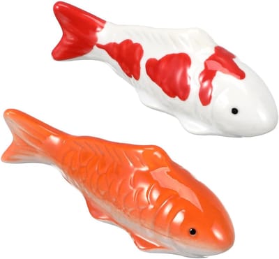 Realistische drijvende keramische vissen voor aquaria en vijvers - decoratie voor zoet- en zoutwater, set van 2, 4x1.6x1.4 inch