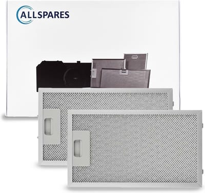 AllSpares Metaalfilter (2st.) voor afzuigkappen geschikt voor Klarstein 10032228 (185x319x8mm)
