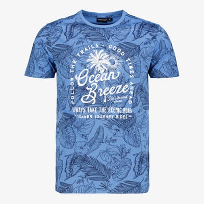 Unsigned heren T-shirt met bladerenprint groen - Maat S
