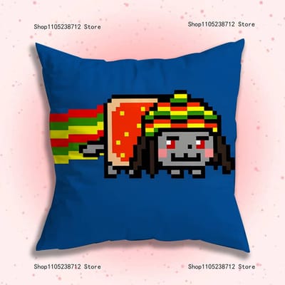 N-Nyan Cat Kussensloop Kussenhoes Kussen Pluche Jongens Meisjes Cartoon Anime Kawaii Decoratie Kinderen Verjaardag Leuke Cadeaus 35x35cm