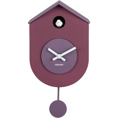 Karlsson Wandklok Grato Cuckoo - Donkerpaars - 9.2x17.5x33.2cm - Wandklok Scandinavisch