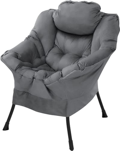 ML-Design | Fauteuil met hoofdkussen en zijvak, van stof en staal, antraciet; relaxfauteuil, woonkamerfauteuil, leesfauteuil, tv-fauteuil, loungefauteuil, gestoffeerde fauteuil