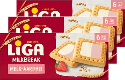 Liga - Milkbreak Duo Melk Aarbeien - 3x 245g