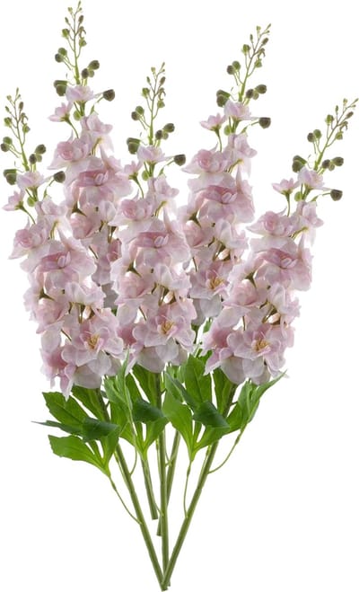 Bellatio Design Kunstbloem bloesemtak ridderspoor - 5x - 87 cm - licht roze - kunst zijdebloemen - bloesem tak