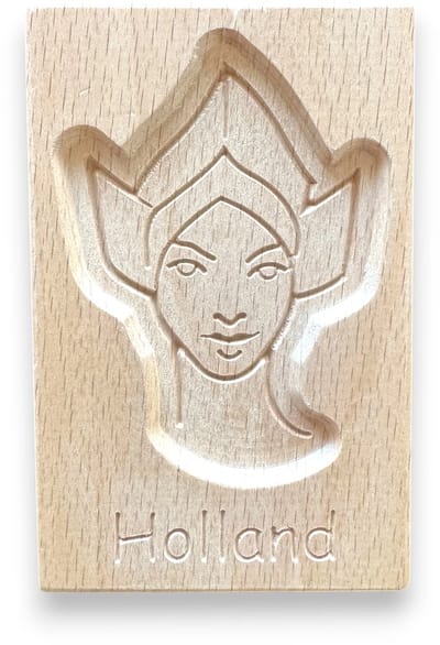 Hollandse speculaasplank met vrouw in klederdracht | Speculaasplank met vrouw in Volendamse klederdracht