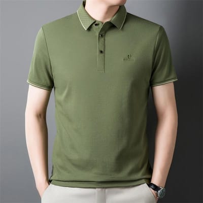 Katoenen Heren Polo met Korte Mouwen Zomer Losse Revers T-shirt Onderhemd Nieuw Geborduurd XXXXL gray