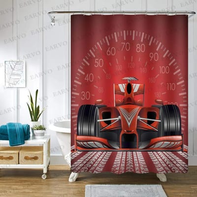 Raceauto Douchegordijn Stof Badkamer Sportauto Douchegordijnen Cool Automobiel Snelheid Raceauto Douchegordijn Waterdicht W120xH180cm