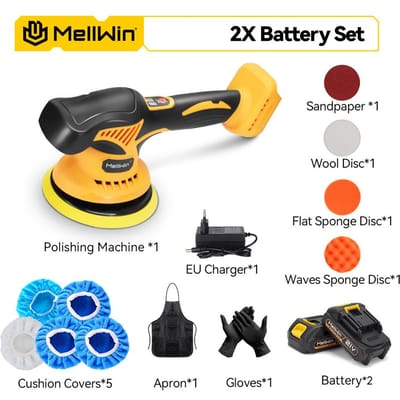 Polisseuse de voiture électrique sans fil 150 mm 8 vitesses réglables Outil électrique pour cirer, poncer, sceller et lustrer pour batterie Makita 18 V à broche 2 Battery Set