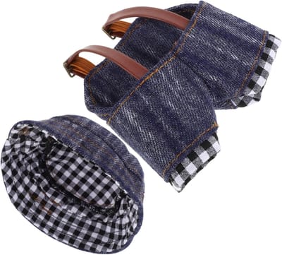 Poppenkleding Set - Speelgoedkleding Accessoires - Poppen Aankleden - Zacht Denim Materiaal - 8.50X8.50X0.20CM - Multi