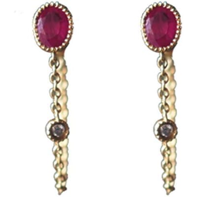 Nieuwe Originele Ovalen Robijn Ontwerp Gevoel Ketting Oorbellen Uniek Vakmanschap Retro Elegantie lichte luxe charme dames sieraden brown