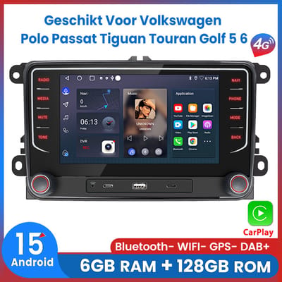 Awesafe Android 15.0 6+128GB Autoradio - Geschikt Voor Volkswagen Polo Passat Tiguan Touran Golf 5 6 2003 t/m 2014 - Draadloos Apple Carplay Android Auto - 8 Kern V1PRO - USB GPS Navigatie 4G WiFi - Bluetooth & Wifi - 7 Inch Radio Scherm