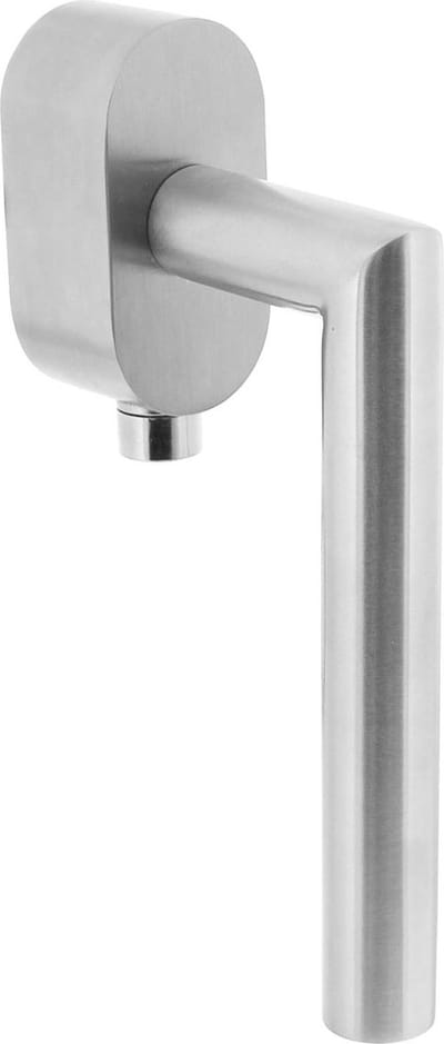 Intersteel Afsluitbare raamkruk hoek 90° op ovale rozet met stift 35mm rvs geborsteld SKG***