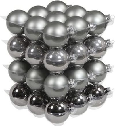 Othmar Decorations kerstballen - 36x st - titanium grijs - D6 cm - glas - kerstversiering