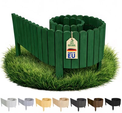 Floranica houten borderrand flexibel 20 x 200 cm donkergroen rollborder houten tuinhek palissade voor tuin