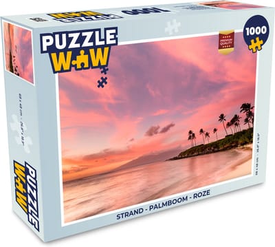 Puzzel Strand - Palmboom - Roze - Legpuzzel - Puzzel 1000 stukjes volwassenen