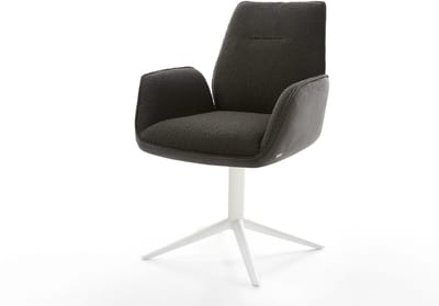 Eetkamerstoel Zoa-Flex kruispoot wit materiaalmix zwart 360° draaibaar rocker-functie pocketveer kern