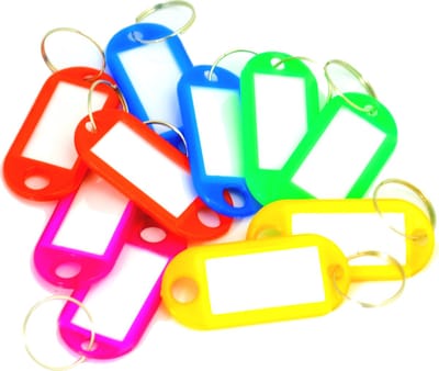 250 stuks - Sleutellabel - Sleutellabels - Naamlabel - Sleutelhanger - Bagagelabel - Assorti kleur
