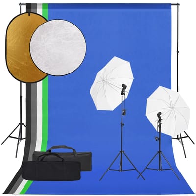 vidaXL - Fotostudioset - met - verlichtingsset, - achtergrond - en - reflector