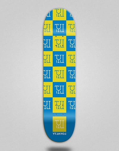 Skateboard Deck - Skate Deck - Skateboarden - Vierkant Patroon - 8.0 inch - Blauw Geel