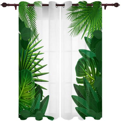 Zomer Groen Tropische Plant Palmbladeren Luxe Huisgordijnen Huisbenodigdheden Woonkamer Slaapkamer Aangepaste Gordijnen 135W x 60H(cm)