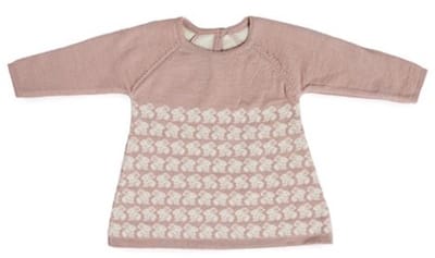 Merinowollen baby jurkje Yara - Poederroze - maat 80/86