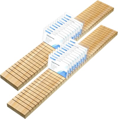Houten Naamplaat Houders - ID Badge Tray - Kantoor Organisatie - Set van 2 - 60 cm Lengte - Natuurlijk