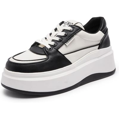 Echt Leer Muffin Dikke Zool Kleine Witte Schoenen Dames Nieuwe Lente Alles-match Studenten Antislip Verhogende Casual Zuigfolie Sneakers 40