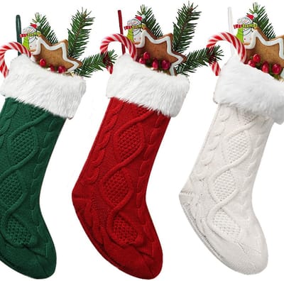 3 stuks kerstkousen, gebreide wol, kerstkousen met naambordjes, kerstsokken, decoratie, kerststokken, voor kerstfeest, kerstdecoraties en kindercadeaus