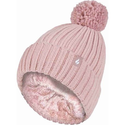 Dames Geribbelde Cuffed Thermisch Geïsoleerde Winter Pompon Muts
