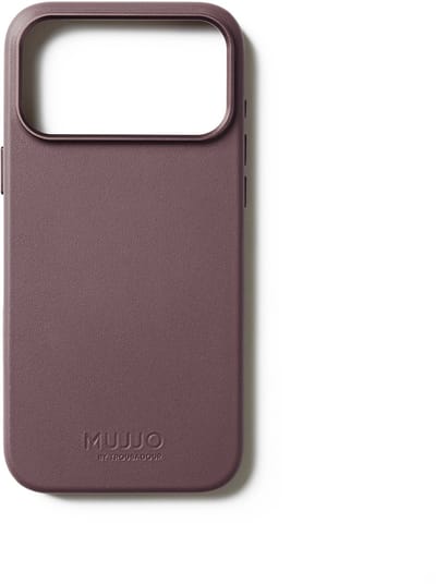 Mujjo Volledig lederen hoesje iPhone 17 Pro Max – 1mm verhoogde leren rand voor schermbeveiliging – Unieke patina over tijd – Gemaakt van fijnkorrelig Deens kalfsleer - Rood