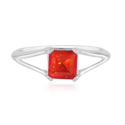 Cavill - Zilveren ring met Rode Ethiopische Opaal 0,551 ct - 925 Sterling Zilver Geplatineerd - Achthoek Trapgeslepen Rood - Uniek & Modieus Sieraad