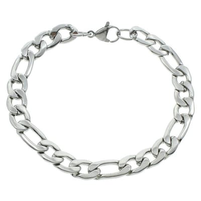 Aramat Jewels | Armbanden | Zilverkleurige Figaro Armband 7mm RVS | | | |7mm | Staal | Volwassenen | Verkleurd niet