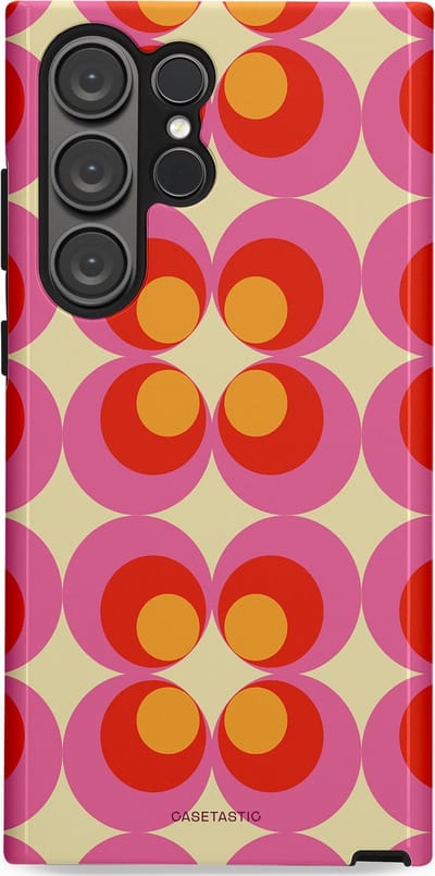 Casetastic hoesje geschikt voor Samsung Galaxy S23 Ultra - Dubbellaagse bescherming - Circle boogie - Fashion Case - Roze Rood Zand Okergeel