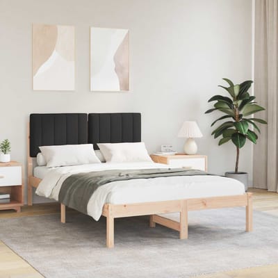 vidaXL - Bedframe - met - Gevoerde - Hoofdbord - Zwart - 120 - x - 190 - cm