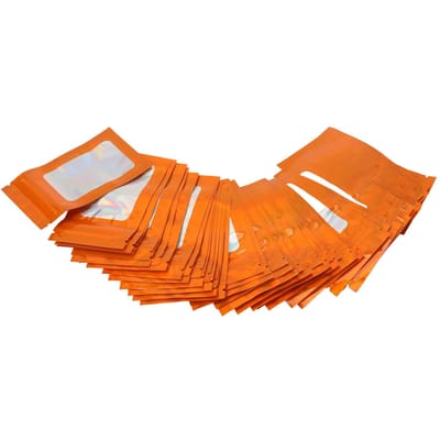 100 stuks Ziplock Zakken Zelfsluitend Holografisch Herbruikbaar Voedselopbergzakken met Ophanggat Oranje oranje