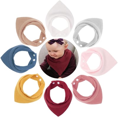 Dailygoods- Slabbetjes Baby 8 Pack - Siliconen Slabbetjes - Bandana Slab - Absorberend Katoen - Verstelbare Maat - Zacht en Huidvriendelijk - Kwijlslabbetjes
