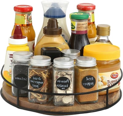 Draaiplateau Organiser van Hout voor Specerijen, Keuken en Koelkast - 26 cm Rotating Tray voor Opberging en Ruimtebesparing