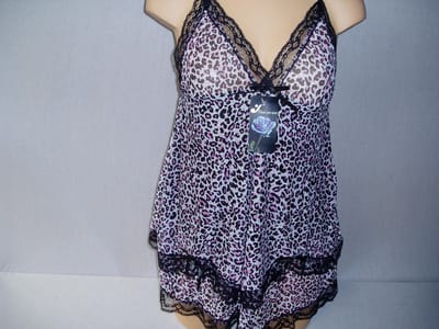 Babydoll met tijgerprint met bijpassende string sexy one size licht roze