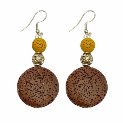 Oorbellen Kaia-Lava steen Bruin zilver -Charme Bijoux