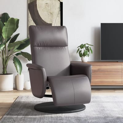 vidaXL - Fauteuil - verstelbaar - met - voetensteun - kunstleer - grijs