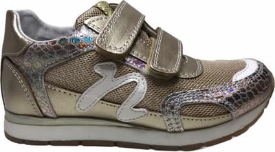 Naturino velcro's snake leder/ mesh sportieve sneakers Plank goud mt 24