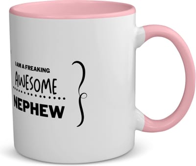 Akyol - i am a freaking awesome nephew koffiemok - theemok - roze - Neef - beste neef - liefste neef - verjaardag - cadeau - kado - bedankje - geschenk - 350 ML inhoud