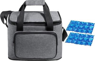 Koeltas grijs met 2 stuks flexibele koelelementen 15 liter