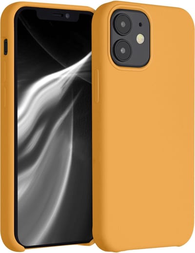 kwmobile telefoonhoesje geschikt voor Apple iPhone 12 mini - Hoesje met siliconen coating - Smartphone case in goud-oranje