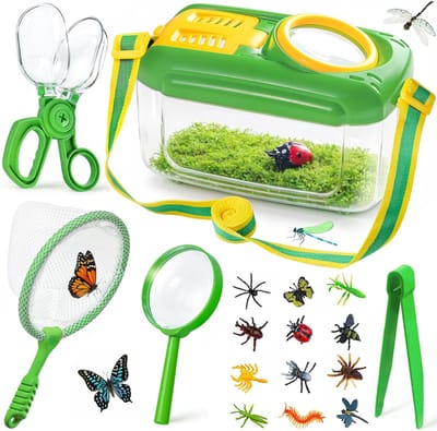 Insectenvanger voor Kinderen - 5 Delig Vangset met Vlindernet, Vergrootglas - Outdoor Ontdekkingsset voor Jongens & Meisjes 3-8 Jaar - Meerkleurig - 1 Set